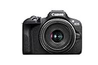 Canon EOS R100 Objectif RF-S 18-45 mm F4,5-6,3 is STM stabilisé Appareil Photo Hybride APS-C 24,1 MPixels Autofocus CMOS Double Pixel Vidéo 4K Wi-FI et Bluetooth Noir