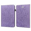 WVYMX Wallet Case for Galaxy Tab S2 9.7 inch SM-T810 T815 T813 Embossed Flower Case Protective PU Leather Fold Stand Flip Wallet for Samsung Galaxy Tab S2 9.7 inch SM-T810 T815 T813 Purple