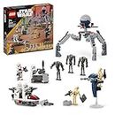 Lego 75372 Star Wars Pack de Combat des Clone Troopers et Droïdes de Combat, Jouet pour Enfants, avec Speeder Bike, Figurine Tri-Droïde et Poste Défensif, Cadeau pour Garçons et Filles Dès 7 Ans