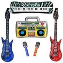 SAVITA 10 pcs Inflatable Rock Star Toy Set Inflatable Guitar Piano Party Props for Concert Theme 80s Party Decorations Favors Random Color
