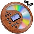 KLIM Discover Wood + Portable CD Player Walkman with Long-lasting Battery + New Version 2024 + With Headphones + Radio FM + MP3 CD Player Portable + SD Card, FM Transmitter, Bluetooth + Ideal for cars