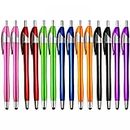 SKOLOO Electronic Screen Touch Stylus, Pack of 14, 2-in-1 Click Ball Pen, Ballpoint Pen and Slim Stylus for Universal Tablet Smartphone, Multi-Colored