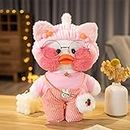 LALAFANFAN Paper Duck Plush with 5 Pcs Accessories, Kawaii White Duck Stuffed Animal Toys for Girls,Cute Plushies with Clothing and Glasses
