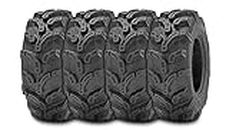 Set of 4 Hakuba Ibex Offroad Tire - 25x10-12, 6 Ply, Zilla Style, ATV/UTV - All-Terrain Super Mud Lugs