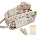 GGOOB Clear Pencil Pouch Aesthetic School Supplies Large Cute Pencil Case for Girls Preppy Pencil Case Aesthetic (Beige,with Clip & Sticky Note), SSS230517