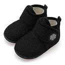 JIASUQI Baby Boys Girls Booties Soft Infant Slippers First Walkers Shoes Warm Socks Newborn Crib Shoes(6 Months-12 Months,Black Z)