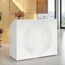 Tribesigns Reception Desk with Counter, Modern Front Desk Reception Room Table with Cable Grommet, 47 inch Retail Counter for Checkout, Lobby, Beauty Salon, Home Office Desk, White