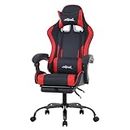 PayLessHere Ergonomic Racing Desk Chair Computer Chair Gaming Chair with Footrest Lumbar Support Headrest Armrest Task Rolling Swivel Ergonomic E-Sports Adjustable PC Gamer Chair (Red)