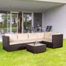 Red Barrel Studio® Fardin 6 Piece Rattan Sofa Seating Group w/ Cushions Metal/Wicker/Rattan in Brown | 30 H x 73 W x 30 D in | Outdoor Furniture | Wayfair