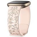 DGege Flower Engraved Bands Compatible with Fitbit Sense Bands/Fitbit Versa 3/Fitbit Versa 4/Sense 2 1 Bands for Women,Cute Fancy Dandelion Floral Wristband Replacement Sport Strap for fitbit bands