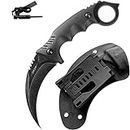 JXE JXO Tactical EDC Claw Knife with Sheath, Durable 420HC Steel Karambit Fixed Blade Outdoor Duty Knife, Survival Knife with Ergonomics G10 Anti-skidding Handle
