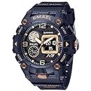 KXAITO Men's Watches Sports Outdoor Waterproof Military Watch Date Multi Function Tactics LED Face Alarm Stopwatch for Men 8055, 8055 Dark Blue, Large