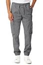 Unionbay Men's Davis Elastic Waist Stretch Twill Relaxed Fit Cargo Jogger Pants, Grey Goose, Large