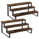YINMIT Wooden Display Riser Stand, Tiered Perfume and Cologne Organizer Stand, 3 Tier Spice Rack Organizer, Rustic Display Shelf for Candles (3 Tier, 2 Pack)