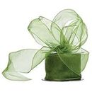 UKIYO | Organza Ribbon(15+ Color Variations Inside) (L-35 Meters,W-1 Inch) | Ribbon for Gift Wrapping,Gift Bows Making, Decoration,Bags Handle (Pack of 1, Olive Green)