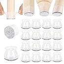 Aneaseit Chair Leg Floor Protectors - 2" x 16 pcs Crystal - Felt Bottom Soft Silicone Protector Pads for Furniture Feet & Hardwood Floors - Large