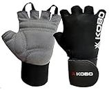 Kobo WTG-09 Gym Gloves with Wrist Support, Medium (Black)