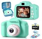 CADDLE & TOES Kids Camera for Girls Boys,Kids Selfie Camera 13MP 1080P HD Digital Video Camera for Toddler,Christmas Birthday Gifts for 4+ to15 Years Old Children (Green Camera Case with SDCard)