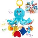 hahaland Baby Toys 0-6 Months - Octopus Toy with Pulling Cords, Squeaky, Crinkle, Rattle, Mirror - Baby Toys 3-6 Months Developmental Newborn Infant Toys - Baby Gifts