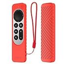 Dealfreez Protective Silicone Case Compatible with New Siri Apple TV 4k 2nd Generation Remote Skin-Friendly Shock Proof Anti-Slip Washable Protective Cover Sleeve (Red)
