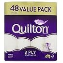 Quilton 3 Ply Toilet Tissue (180 Sheets per Roll, 11x10cm), Pack of 48 Rolls (no Inner Packs)