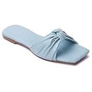ZAPATOZ Women's Stylish Fancy PU Slip-On Flats/Sandals (Sky-Blue)
