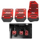 GKmow Pack-3 Car Non-Slip Aluminum Alloy Pedal Pads, Anti-rubbing Manual/Automatic Gearbox Gas Pedal Brake Pedal Cover, Universal Car Clutch Pedal Replacement Kits (Red), GKJTB201RE-3PS