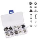 LUTER 100pcs Skirt Hooks, Sew-on Snaps, Hook&Eye Latches, 50 Pairs Sewing Fastener Set of 3 Styles for Skirt, Bra, Trousers, Clothing, DIY Sewing Supplies (Black, Silver)