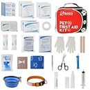 Dog & Pet First Aid Emergency Kit - Travel - Home - Rescue - Outdoor Activities. 45 Useful Pieces Including LED Flashing Emergency Collar for Keeping Track of Your Fur Baby at Night.