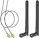 IDUINO Dual Band WiFi Antenna 2.4GHz 5GHz 5.8GHz 3dBi MIMO RP-SMA Male (2-Pack) + 2 x 12 inch u.fl to Rp-SMA Cable for WiFi Router Wireless Mini PCI Express PCIE Network Card Adapter