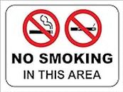 999Store office supplies sunboard NO Smoking in This Area Office and Hospital Sign Board sticker signage (15x20 Cm) Multi