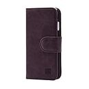 32nd Premium Series - Real Premium Leather Book Wallet Case Cover For Apple iPhone 7 Plus & 8 Plus, Real Leather Flip Design With Card Slot, Magnetic Closure and Built In Stand - Dark Brown