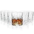 Vinsani Set of 6 Royal Whisky Tumblers 300ml Glasses Crystal Cut Transparent Vintage Whiskey Rum Cocktail Drinkware Glasses Bar Gift Set for Men Women