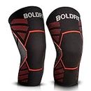 Boldfit Knee Support For Men&Women Knee Caps For Women Knee Cap For Men Knee Brace For Knee Pain Relief Products Knee Pad Leg Sleeves For Men Gym Squats Knee Belt Knee Support -Red, L, Nylon