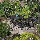 Lazy Susan - tavolino basso con 2 sedie, set da giardino in alluminio pressofuso, colore bronzo antico, cuscini non inclusi, 2 x sedie April