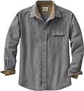 Legendary Whitetails Men's Flannel Shirt with Corduroy Cuffs, Charcoal Heather, X-Large