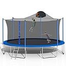 DHHU 14FT Trampoline for Kids and Adults, Large Outdoor Trampoline with Basketball Hoop and Net, Capacity for 4-6 Kids and Adults - ASTM Approved