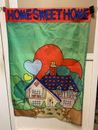 Bandera de jardín yarda 28 x 40 pulgadas hogar dulce hogar con corazones reparados