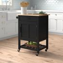 Three Posts™ Ava 26" Solid Wood Kitchen Cart & Locking Wheels Wood in Black | 35 H x 25.75 W x 19.5 D in | Wayfair 3E06B744891E4943B0A57731493E157F