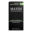 Maxim Ultra Strength Premium Lubricated Condoms, Enhanced Durability & Protection, Natural Premium Quality Latex, Vegan-Friendly, (12 Pack)
