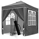 SANHENG Gazebo pop-up, tenda pop-up con pesi, completamente impermeabile, per tutte le stagioni, ideale per feste all'aperto (2 x 2 m, grigio)