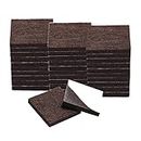 32pcs Furniture Pads Square 1 1/4" Self-Stick Anti-Scratch Felt Pads Reduce Noise for Chair Feet Floor Protector Brown
