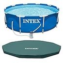 INTEX Metal Frame 10' x 30" Outdoor Swimming Pool with Filter Pump and Cover