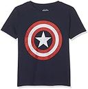 Marvel Boys' Captain America Retro T-Shirt, Heather Navy, 10-12 Years