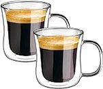 ecooe Double Walled Espresso Coffee Glass Cups Glasses Tea Dessert Borosilicate Glasses 120ml Set of 2