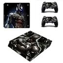 Khushi Decor Batman Black Theme 3M Skin Sticker Cover for PS4 Slim Console and Controllers for Video Game