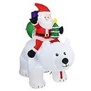Decdeal 6.5 Feet Christmas Inflatable Santa Claus Rides a Polar Bear to give a Gift Outdoor Yard Decoration Holiday Home Decorations LED Lights Outdoors Ornaments Xmas New Year Party Shop Yard Garden