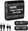 Microware Audio Video Capture Cards with Loop, Live Streaming Video Game Grabber Recording Device with HDMI Loop-Out for Full HD 1080P 60FPS Acquisition and Live Broadcasting