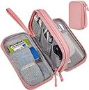 Electronic Organizer Travel Cable Accessories Bag, Electronic Organizer Case, Electronic Accessories Organizer Bag for Power Bank, Charging Cords, Chargers, Mouse, USB Cable, Earphones (Light Pink)