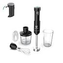 Cordless Hand Blender, UTALENT Variable Speed Immersion Blender Rechargeable, with 500ml Chopper, 600ml container, Egg Whisk, for Smoothies, Baby Food and Soups – Black